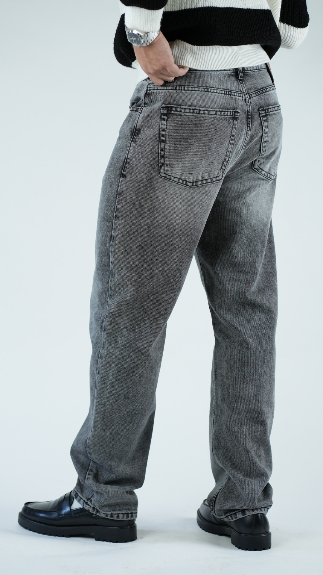 BAGGY Gris - Straight Fit Jeans
